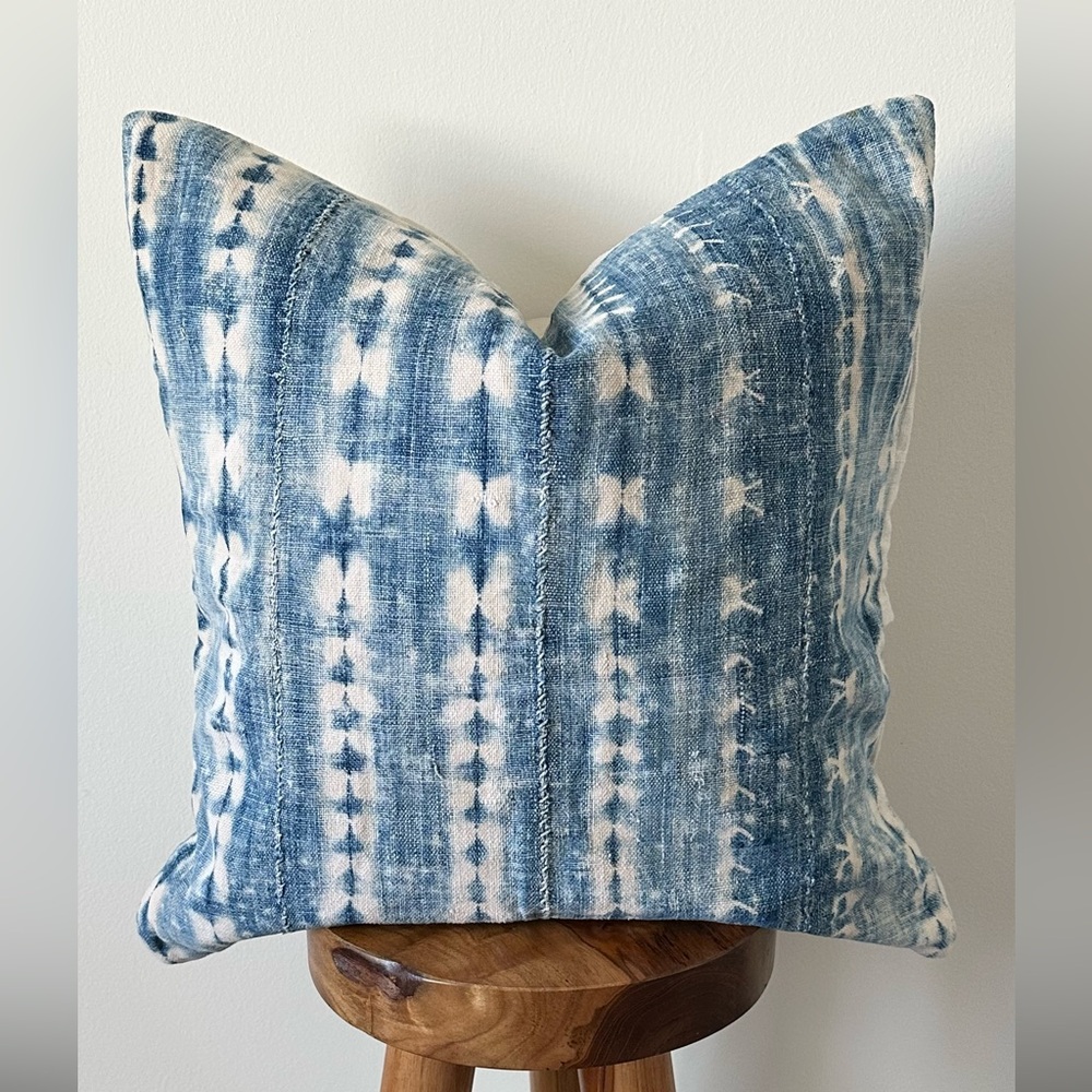 Indigo Mudcloth Tie-Dye Throw Pillow Cover